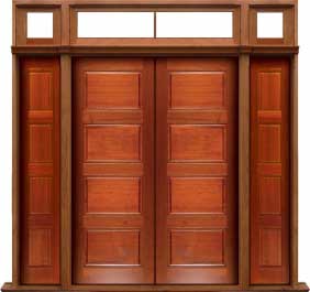 horizontal 4 panel: door in frame